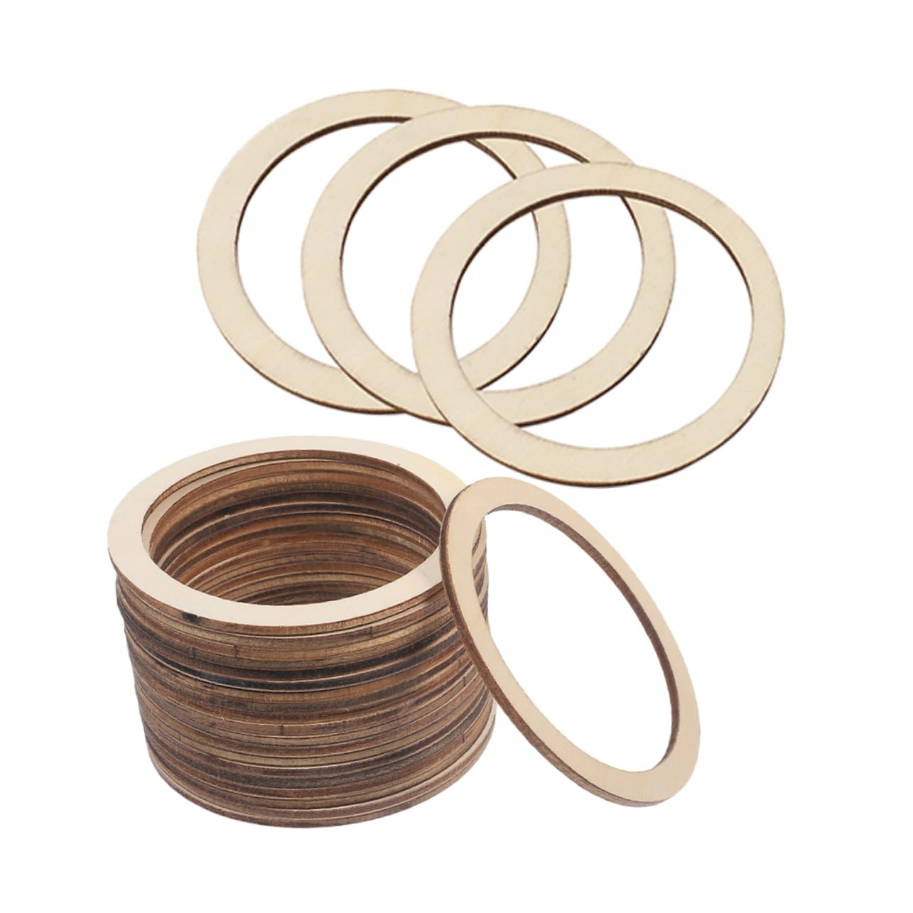 SEWACC 500 Piezas Astillas De Madera Circulares De Flores Círculos De Madera Aros Base Atrapasueños Aros Atrapasueños Anillos De Base De Aro De Bordado De Beige