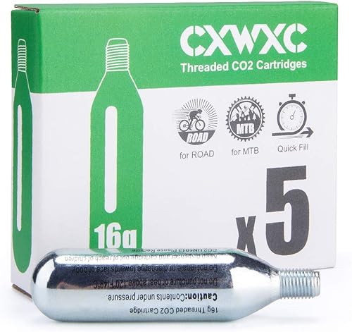 Vista 9 de CXWXC Cartuchos roscados de CO2 de 16g / 25g o inflador de CO2 para neumáticos de bicicleta - Cartucho para inflador de CO2 con conexión roscada