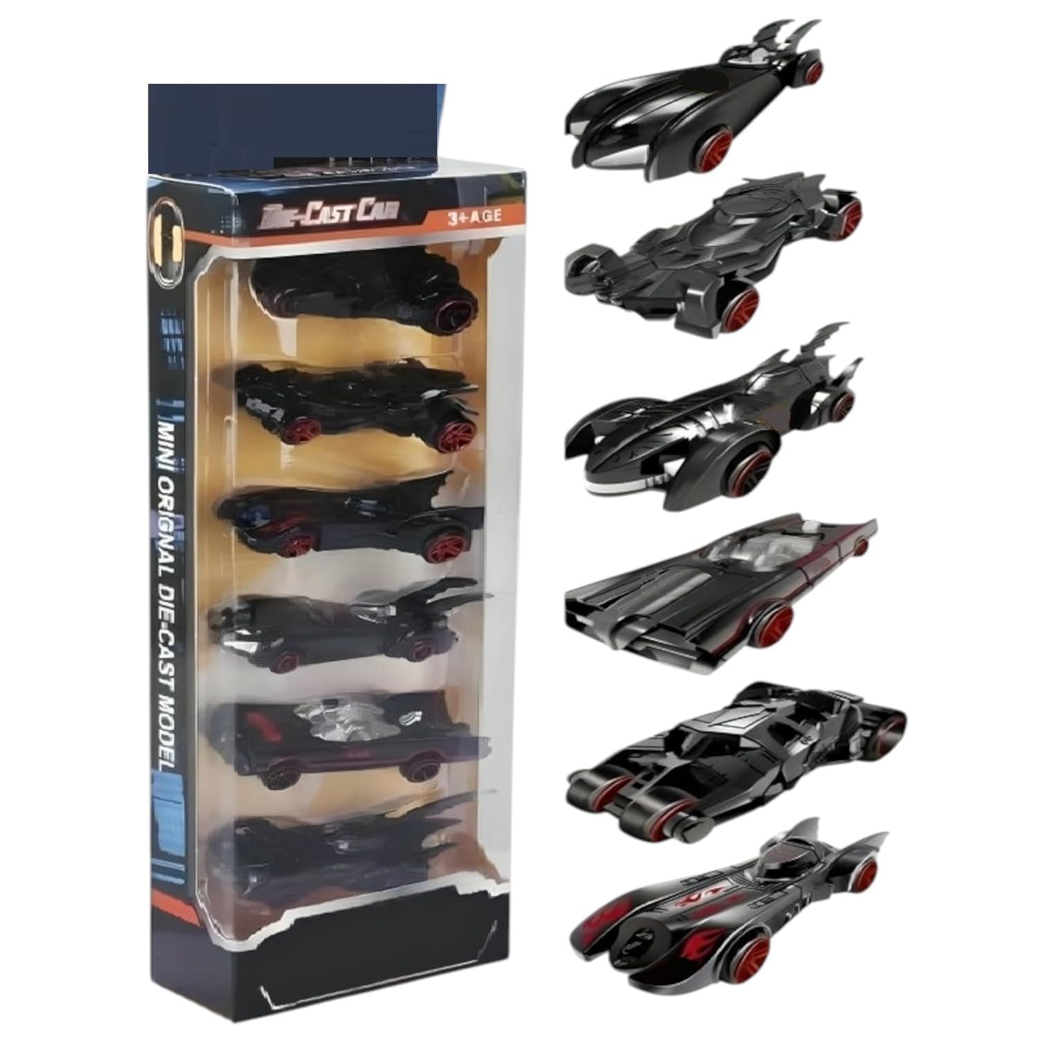 Galaxy Hi-Tech Black Bat Super Hero Metal Cars Push N Go 6 Pcs Vehicles, Racing Cars Play Set for Toddlers, Boys Die-Cast Car Set, Cake Decorations Topper Birthday Gift-image-17