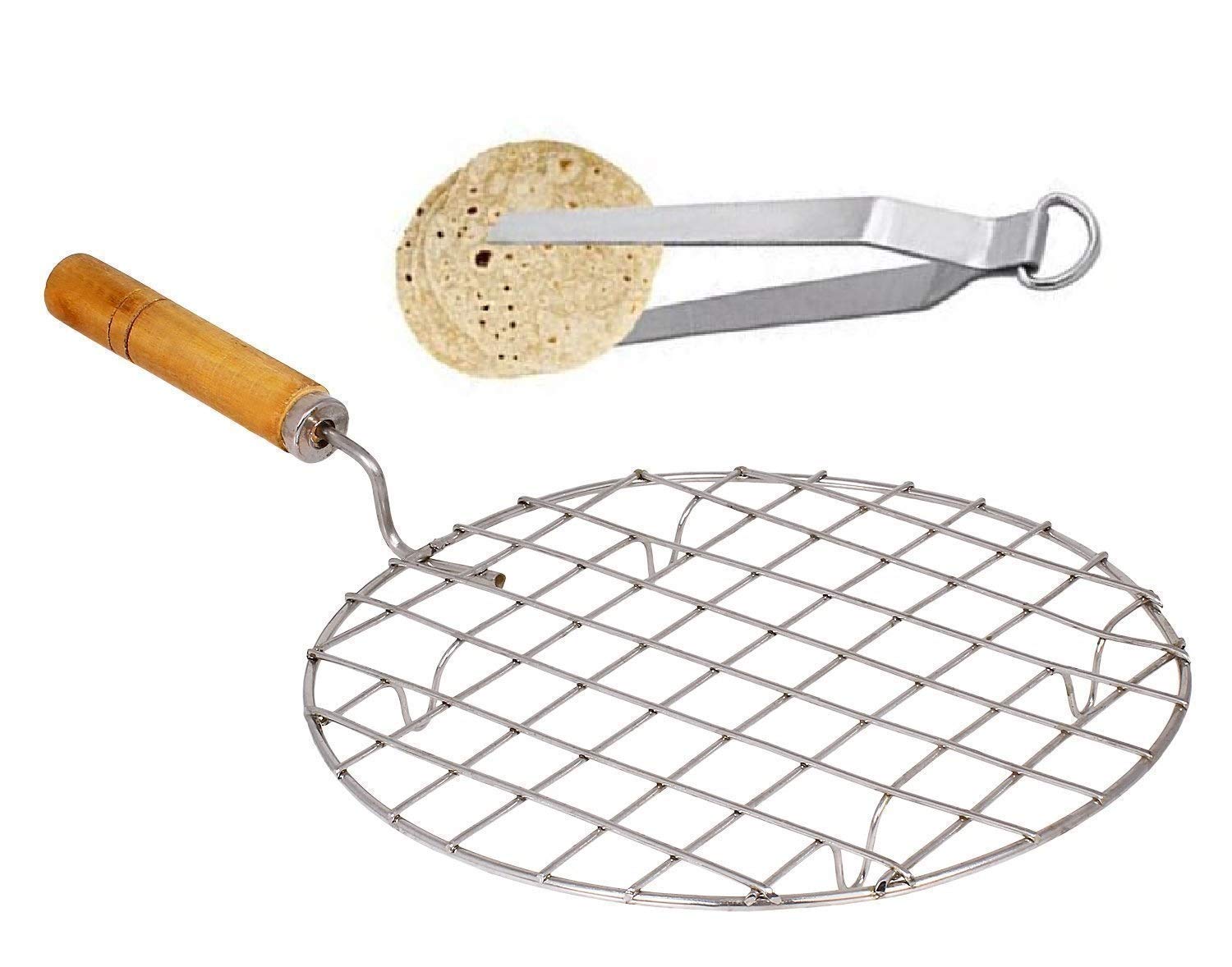 ZOOV Stainless Steel Round Papad Jali - Roti Grill, Chapati Toaster, Indian Cooking Tool