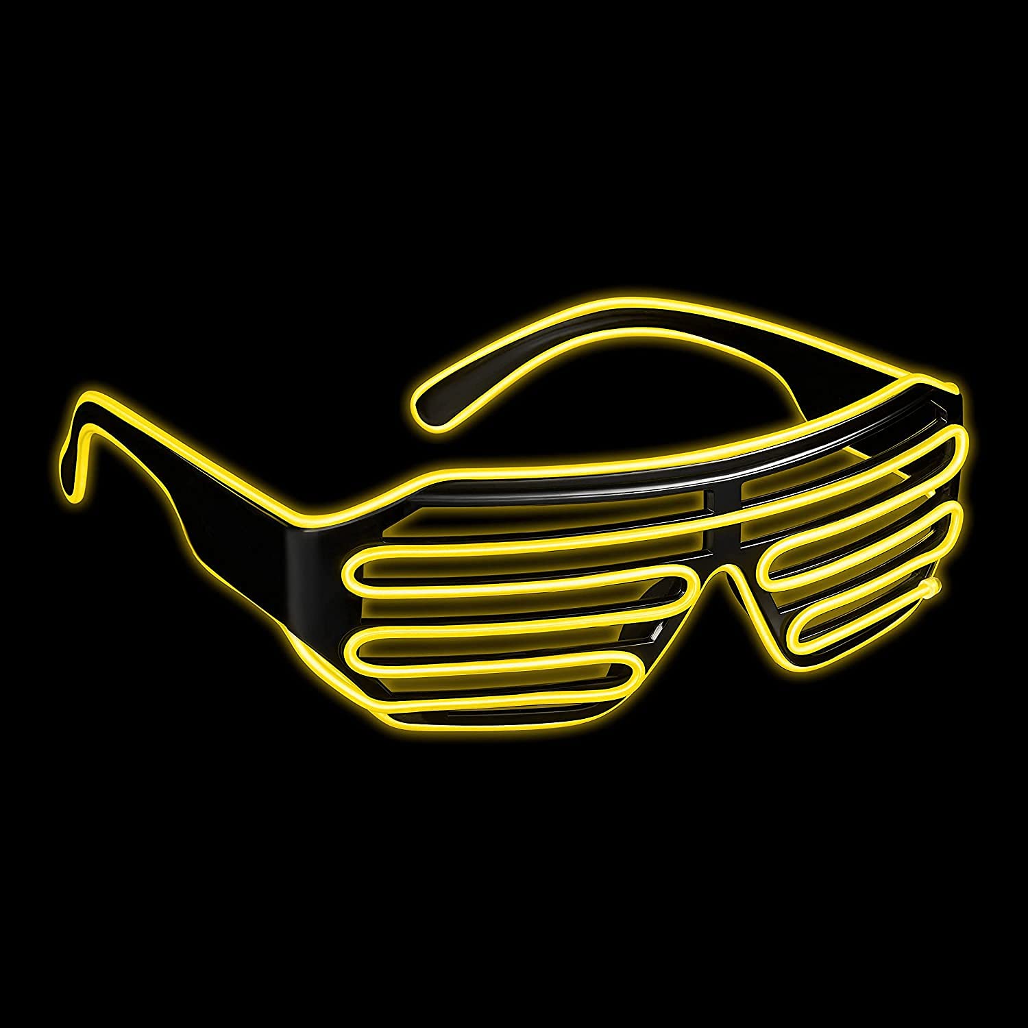 Tty Yellow Party Led Glasses,Light Up Flashing Shutter Neon Rave Glasses El Wire Led Sunglasses Glow Dj Costumes For Party, 80S, Edm Rb03 (Yellow)