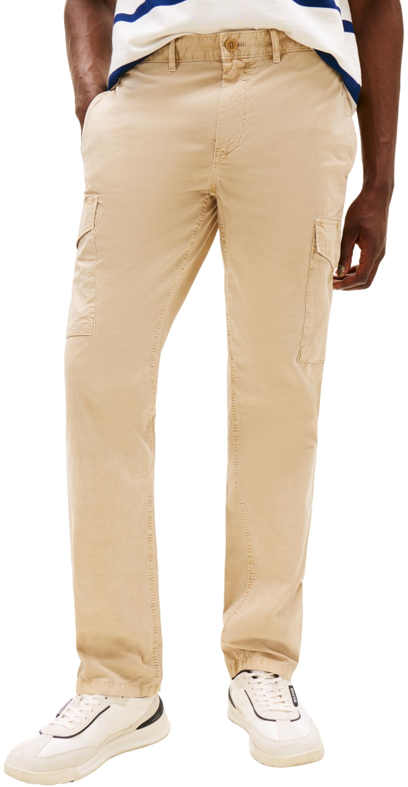 Tommy Hilfiger Men’s Denton Twill Cargo Trousers with Pockets, Beige (Sandalwood), 34W/34L