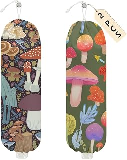 2 Pcs Mushroom Plastic Bag Holder, Wall Mount Grocery Bag Holder | Cute Mushroom Gifts for Women Washable Grocery Bags, Storage bag, Storage Dispenser for Home Kitchen Pantry Decor