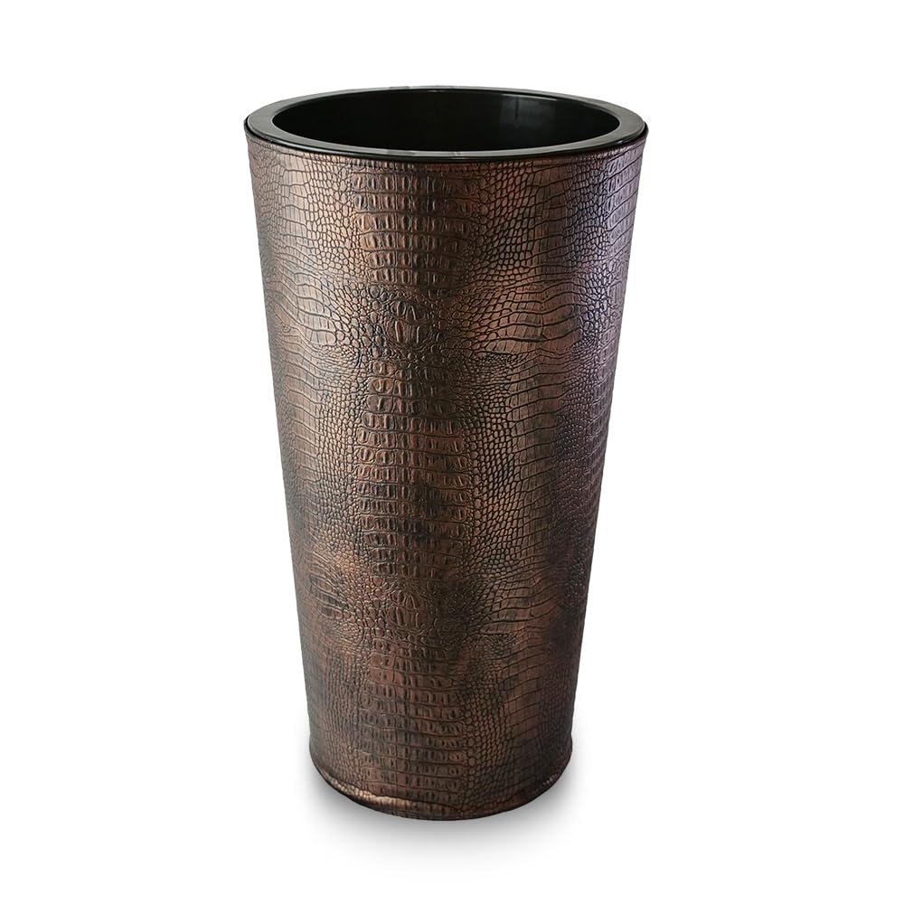 Septe Maison Deluxe – Vaso di Design in Eco-Pelle Artigianale Made in Italy | Arredo Moderno per Interni Ø 33 x H 61 cm (Pelle sintetica, Croco)