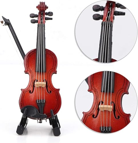 Miniatura 3 de Violín miniatura de casa de muñecas, modelo de violín con caja de violín para casa de muñecas, instrumento en miniatura 112 para niños y niñas