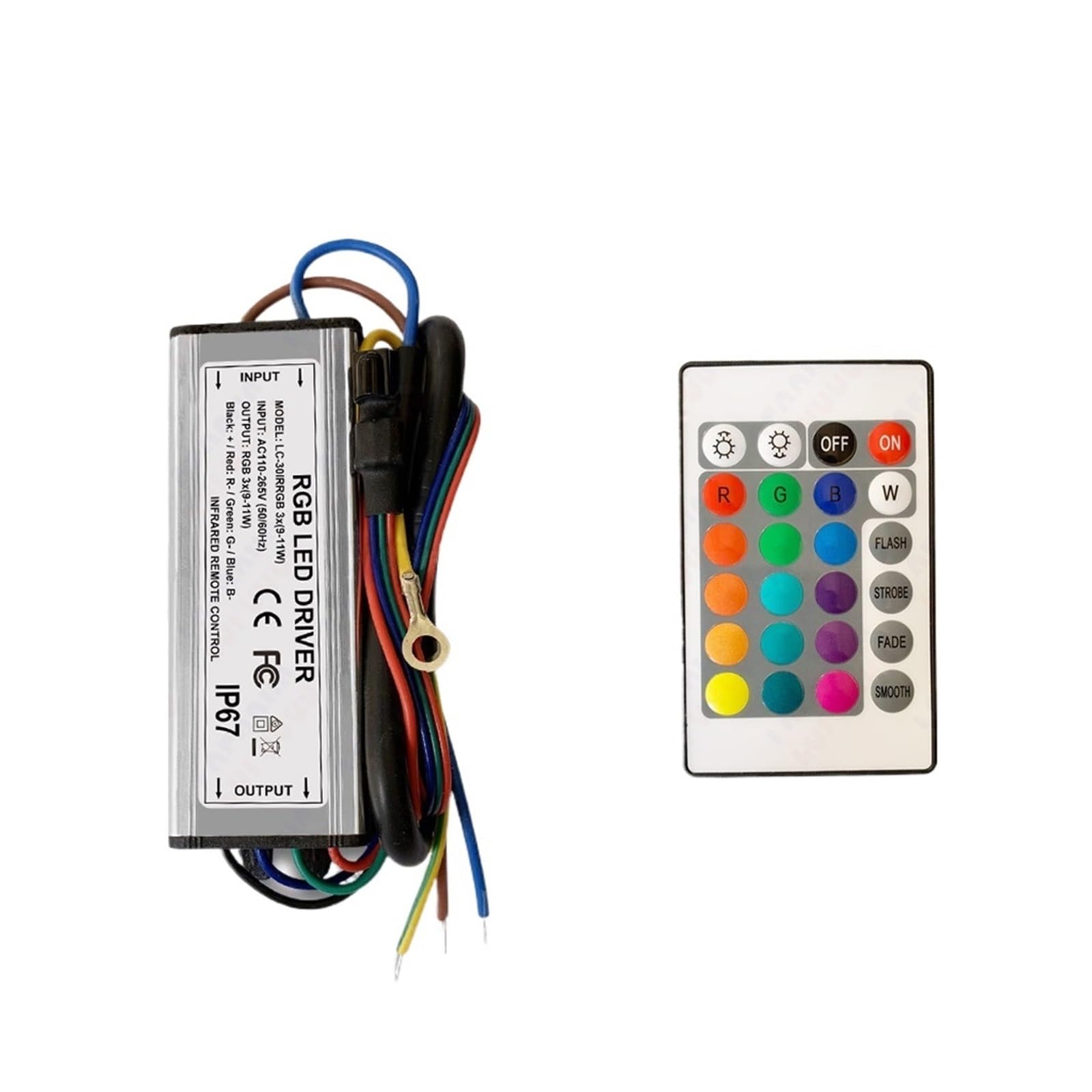 Étanche IP67 pilote LED RGB 50W haute résistance avec adaptateur secteur AC85-265V