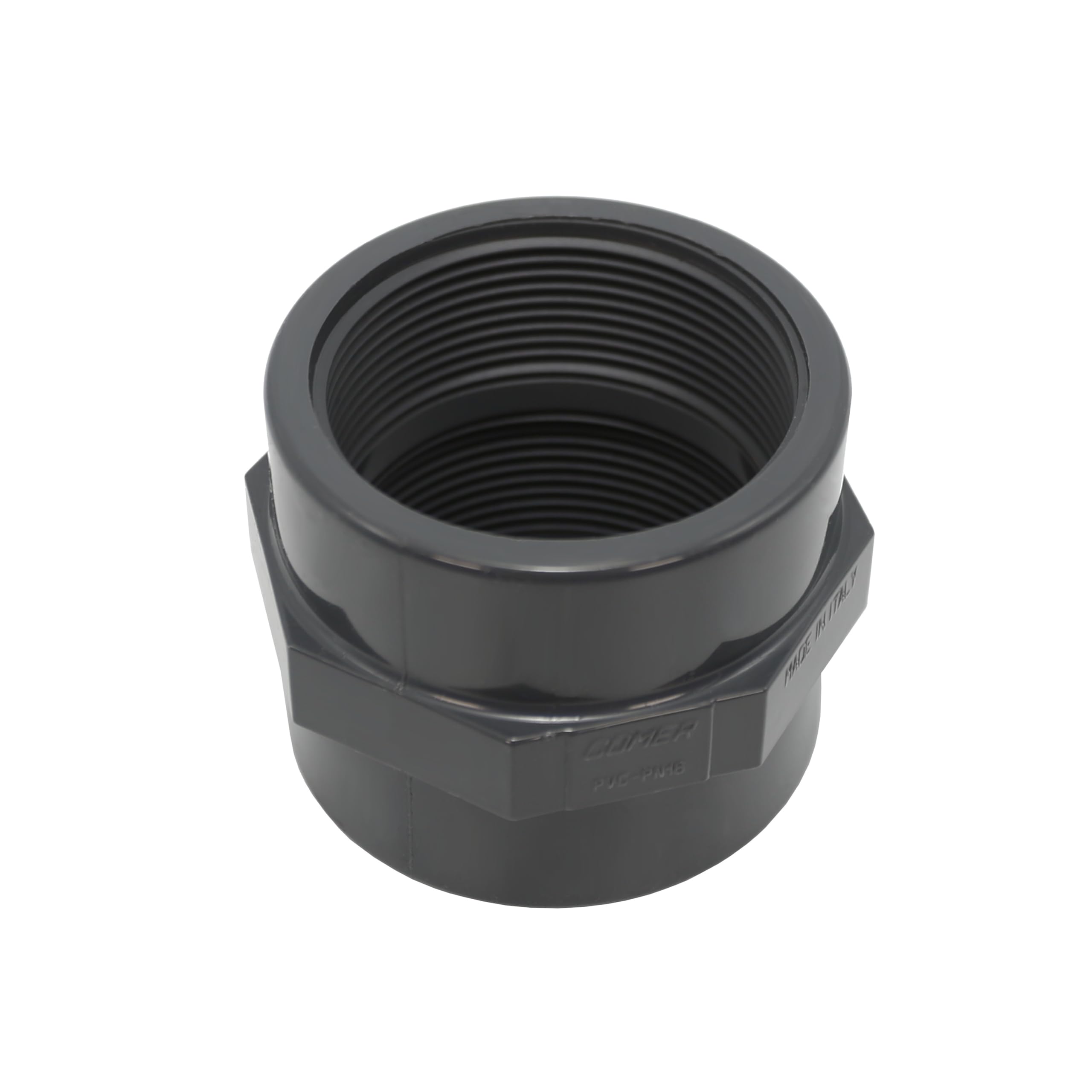 HAF® 2 manicotti filettati in PVC con 2 filettature interne da 1 1/2" | Manicotto di transizione in PVC grigio per raccordi tubi, tubi per piscine UVM. | 1,5 pollici | Qualità: Made in Europe
