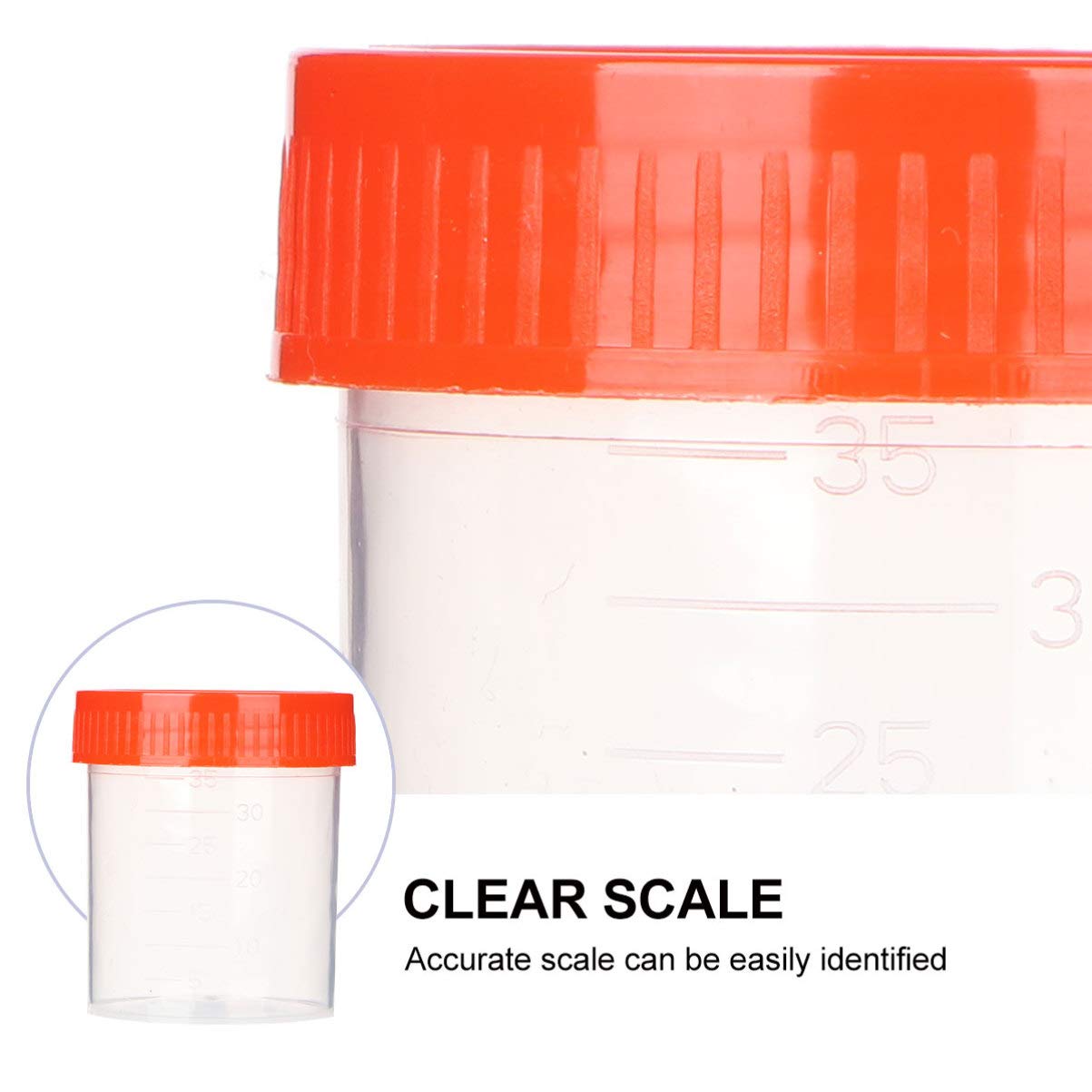 50 Stücke Sterile Probenbecher mit Deckel Urinbecher Urinprobenbecher Aufschraubdeckelbehälter Transparente Einweg Plastik Messbecher 40ml(Zufällige Farbe)