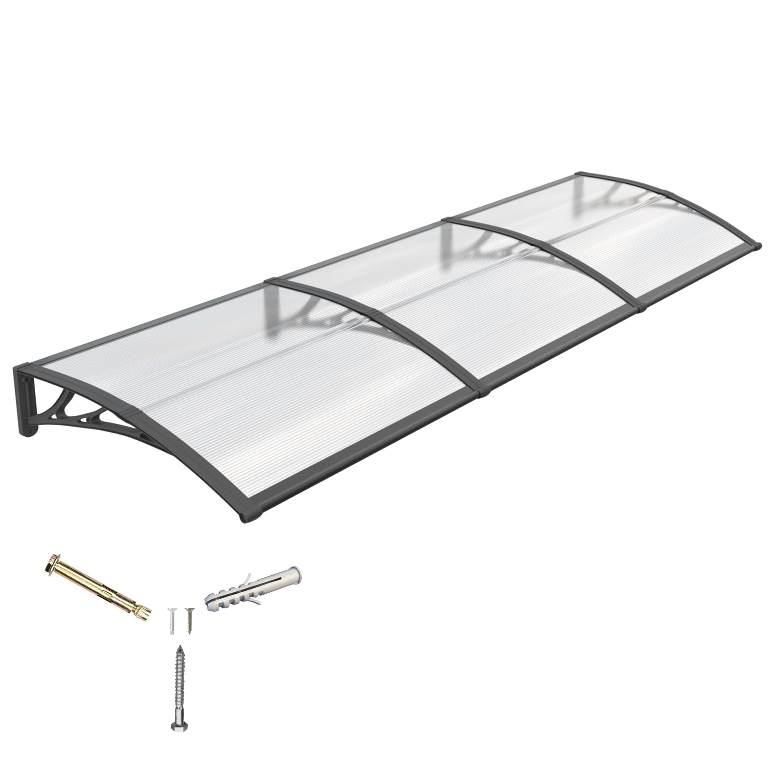 Front Door Canopy Outdoor Awning 300x80cm,Window, Patio or Porch Rain Shelter with ABS Bracket,Polycarbonate Sheet, UV,Snow Protection — image 1