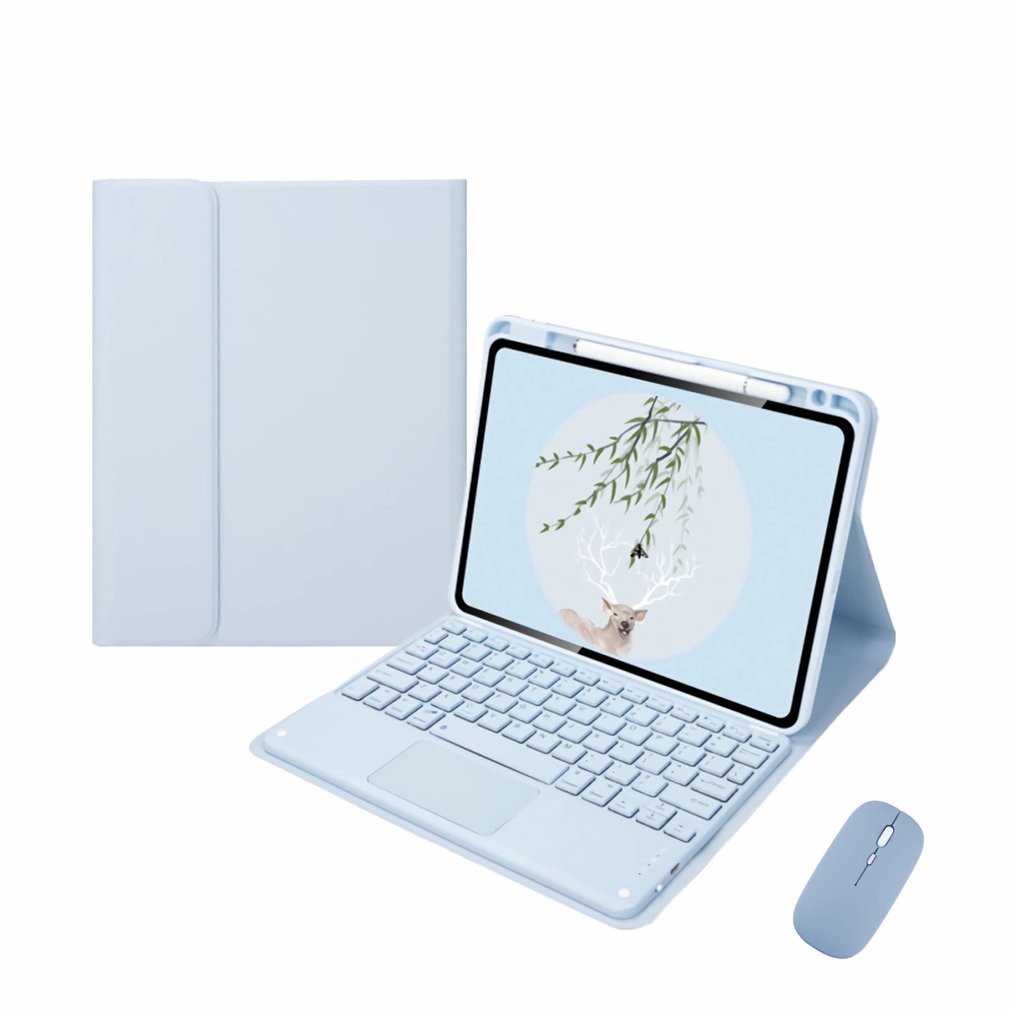 Etui z klawiaturą dla iPada 10 generacji 10.9 cala 2022 (A2696 / A2757 / A2777),Odłączana nakładka na klawiaturę Touchpad z myszą do iPada 10th Gen 10." z uchwytem na ołówek,Sky blue