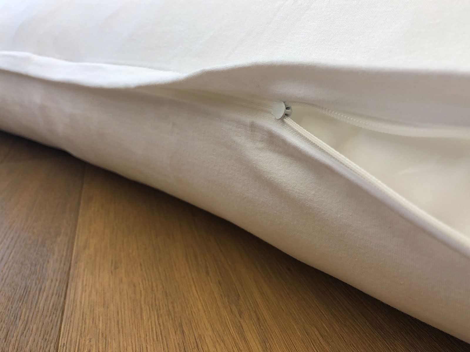 Hefel Fodera in jersey per cuscino per chi dorme sul fianco, 35 x 160 cm, cotone makò bianco