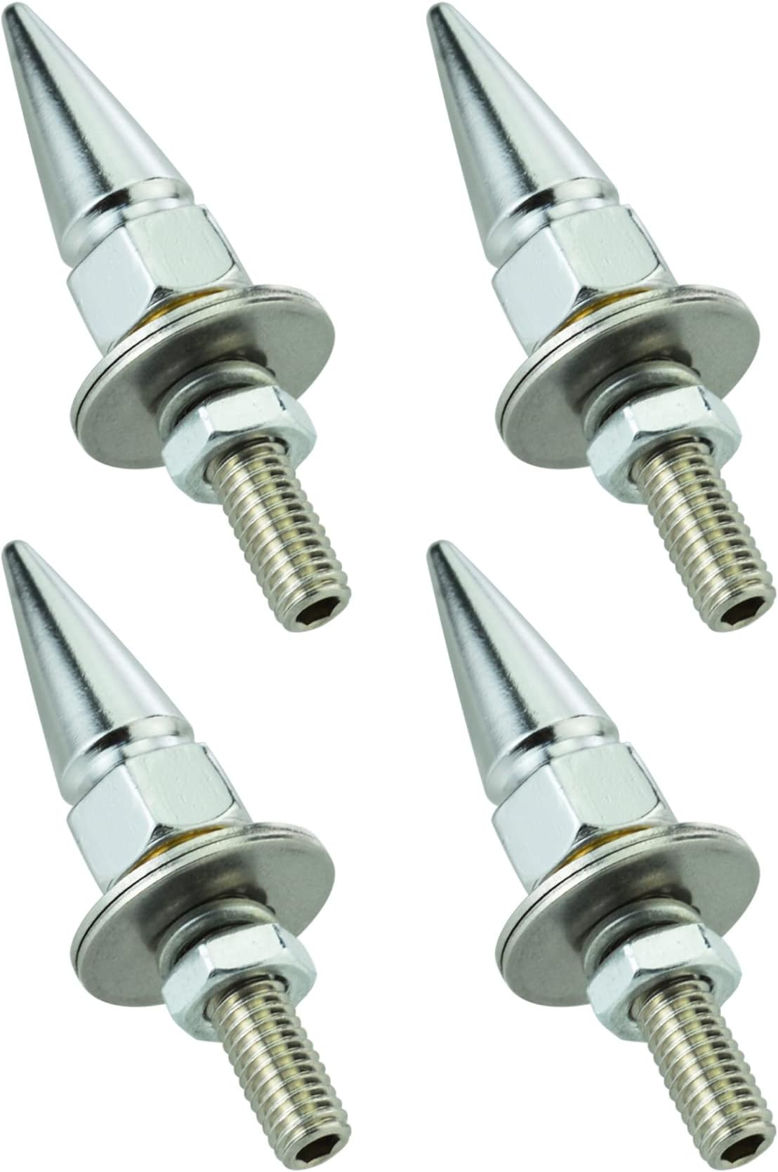 Abfer Car License Plate Screws Spike Shape License Plate Fasteners Bolt 4Pcs Anti Theft License Plate Screw Frame Kit Fit for Most Vehicle Motorcycles Trucks (Silver)