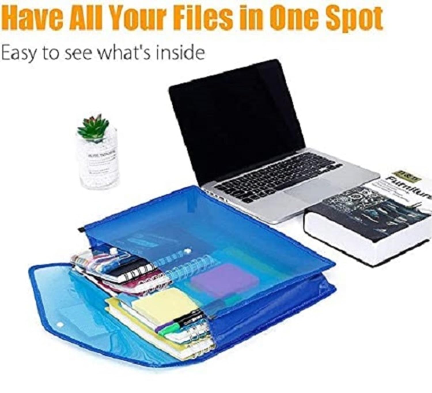 FEDUS Document Holder Envelope Folder,File Storage Bag with Snap Button Transparent Plastic File for documents File Holder/Document Folder for Certificates Legal Documents Organizers,Pack 1 Black 3
