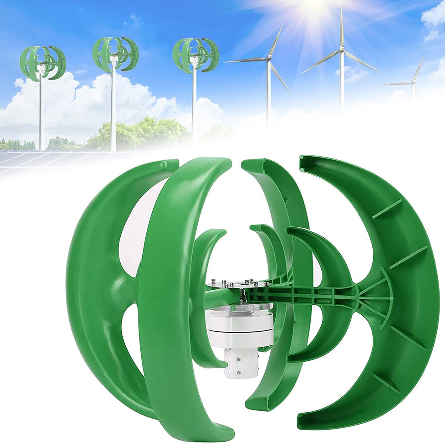 Buy Vertical Axis Wind Turbine 5 Blade Wind Solar Hybrid Power System ...