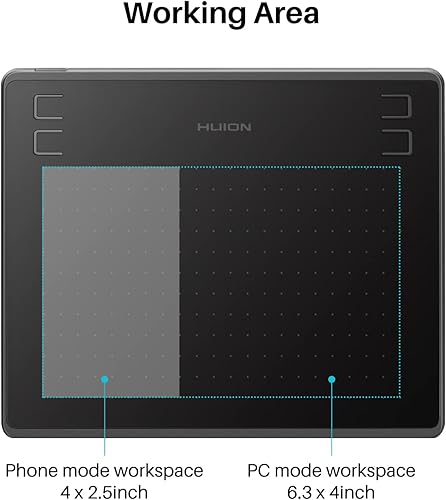 Miniatura 8 de HUION HS64 - Tableta de dibujo digital con lápiz capacitivo sin batería y guante HUION Artist para Linux, Windows, Mac y Android