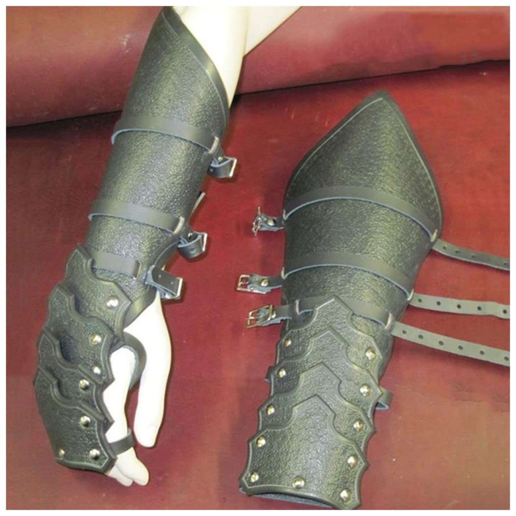 Medieval Archer Samurai PU Leather Armor Gauntlet, Men Larp Ghost Gear Of War Viking Knight Tsushima Cosplay Costume,Green