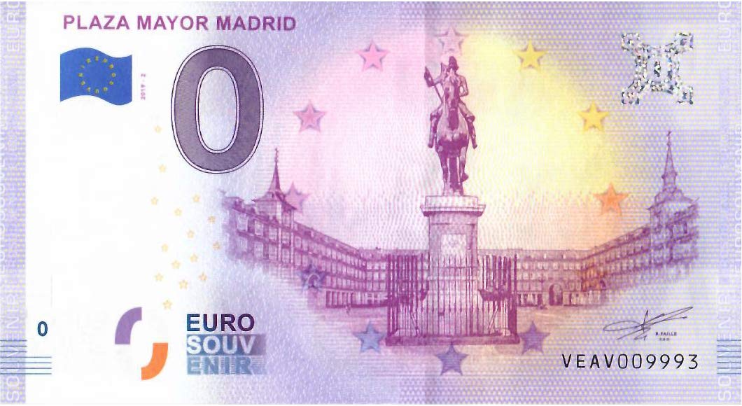 0 euros billete Plaza Mayor Madrid · España · Souvenir o Cero € Billete de recuerdo
