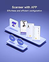 Vista 8 de Inateck Escáner de código de barras Bluetooth, escáner de mano inalámbrico 2D 1D, escáner de código QR, equipado con una pantalla táctil y base