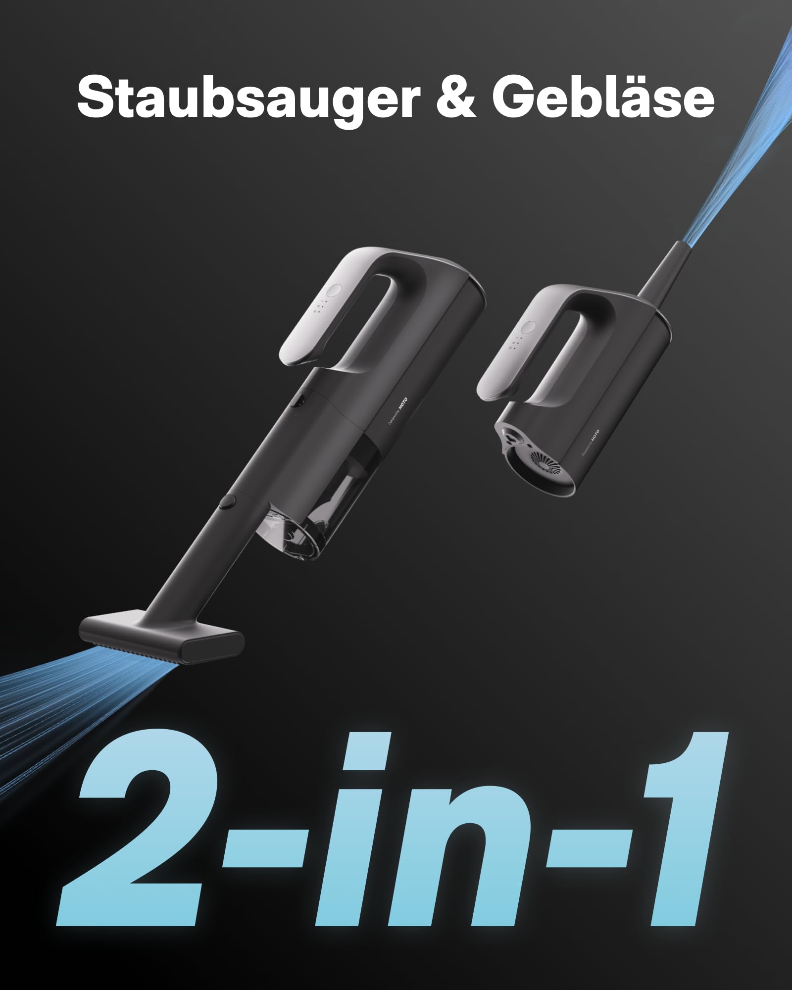 HOTO BlowVac™ Handstaubsauger Akku, 23000Pa Starke Leistung, 3 Saugstufen | Kabelloser Autostaubsauger für Auto, Schreibtisch, Boot, Haushalt Tierhaare, Teppich, Mit Gebläse & Luftgebläsepumpe