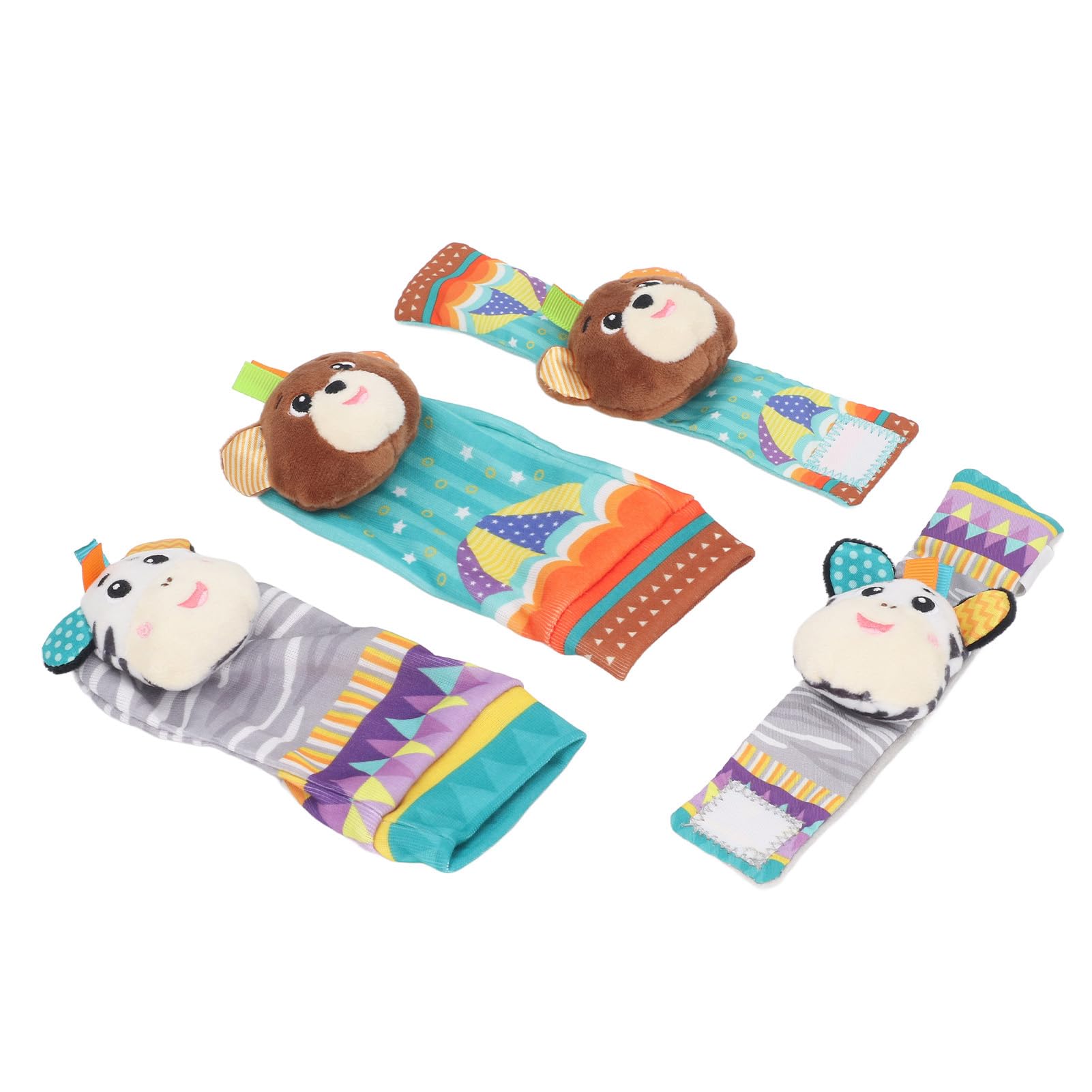 Set De 4 Chaussettes Et Bracelets Hochets Pour Bébé 0-6 Mois - Jouets Sensoriels Doux Pour Éveiller Les Sens Et La Coordination, Cadeau De Naissance