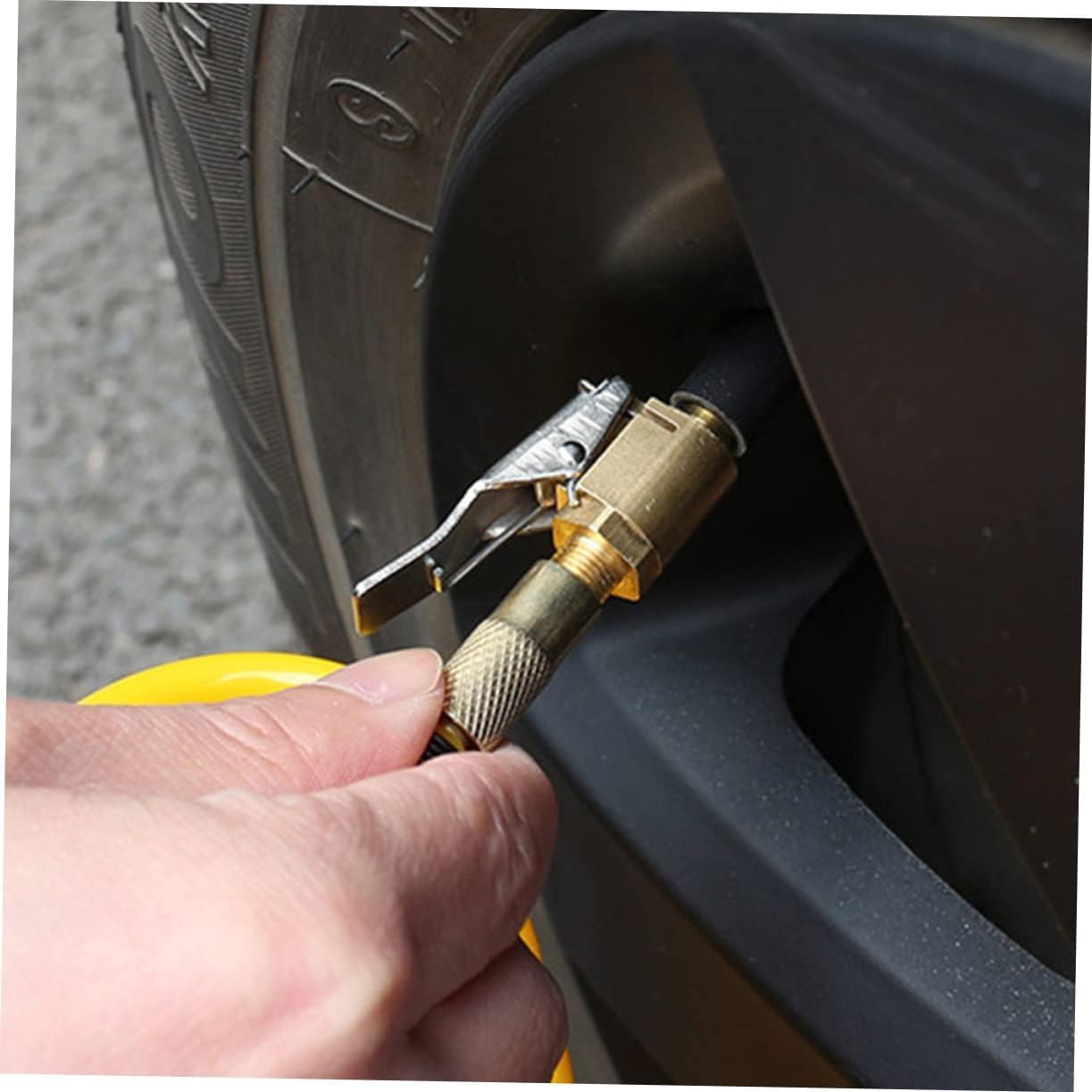 2 PCS Tyre Inflator Adaptor,Brass Tyre Tire Air Chucks,Tyre Air Chuck Adapter,8mm Clamp Connector,Tire Airs Chuck with Clip Adapter,Tyre Inflator Connector for Bike,Motorcycle,Car,Truck (2 PCS,8mm) — view 7
