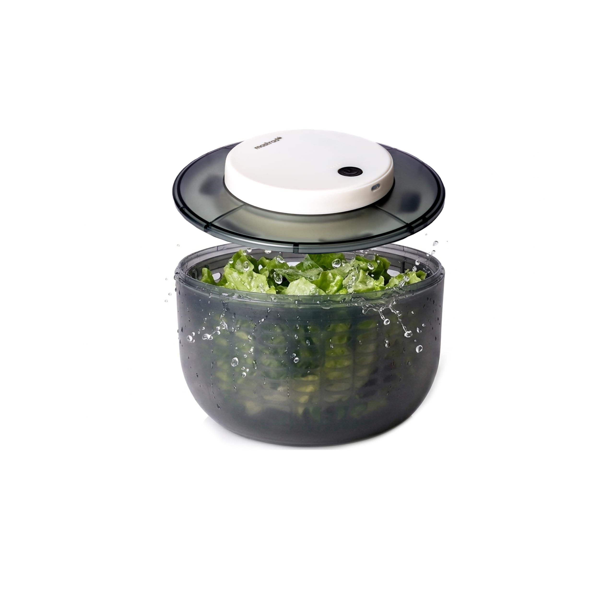 Mastrad - Essoreuse À Salade Électrique - 4L - 600 Tours/Min - Rechargeable USB-C – Essorage Rapide Automatique - sans Effort – Pieds Antidérapants – Bol Amovible – Grise