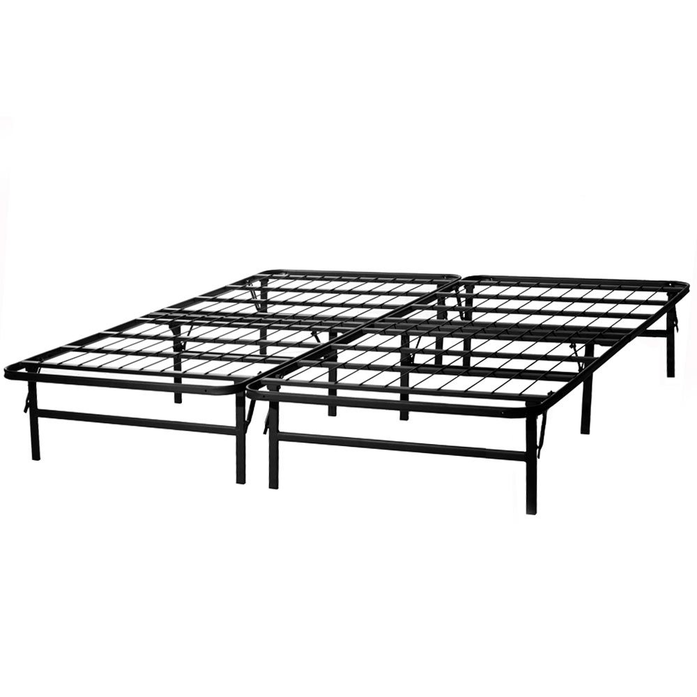 MALOUF Structures Highrise Folding Metal Bed Frame 13 Inch High Bi-Fold Platform Bed Base and Box Spring, Grey, Full XL (ST22FXHR)