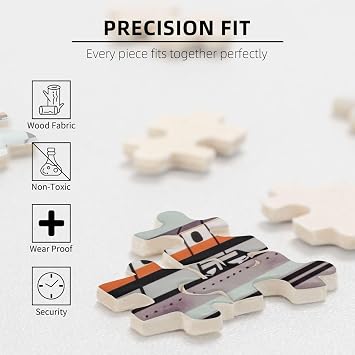 Monorail Train Printed Jigsaw Puzzle with Storage Box, Wooden Puzzle for Adults and Kids, 300 Pieces Family Fun Decorative Game