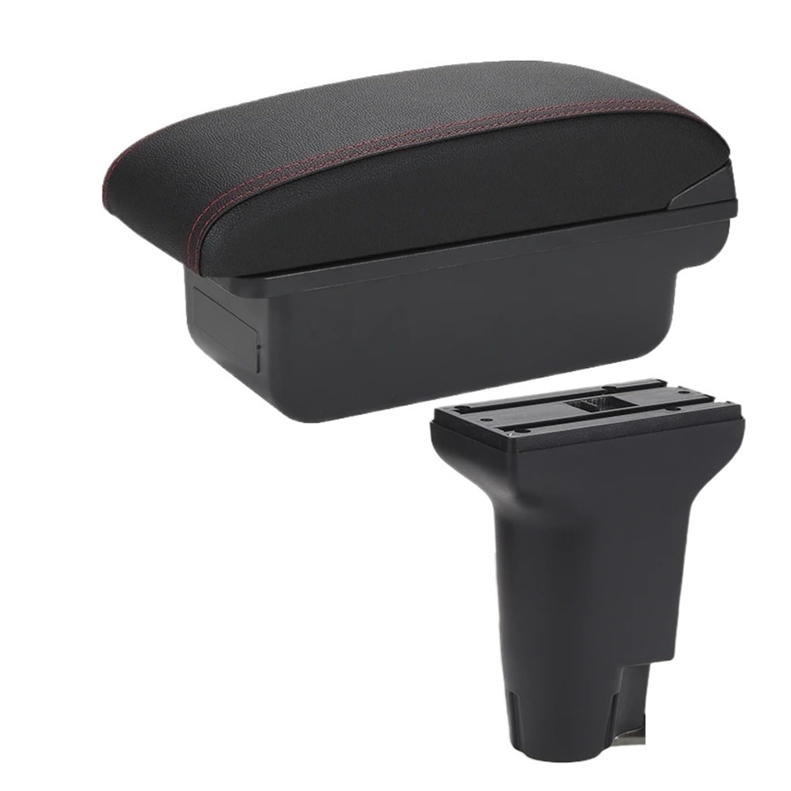 Umdjju C1 Black Red No Usb For Fiat 500 For Cronos Car Armrest Auto Storage Box Dedicated Heighten Interior Details Retrofit Accessories Car Centre Console Armrest Box(C1 Black Red No Usb)