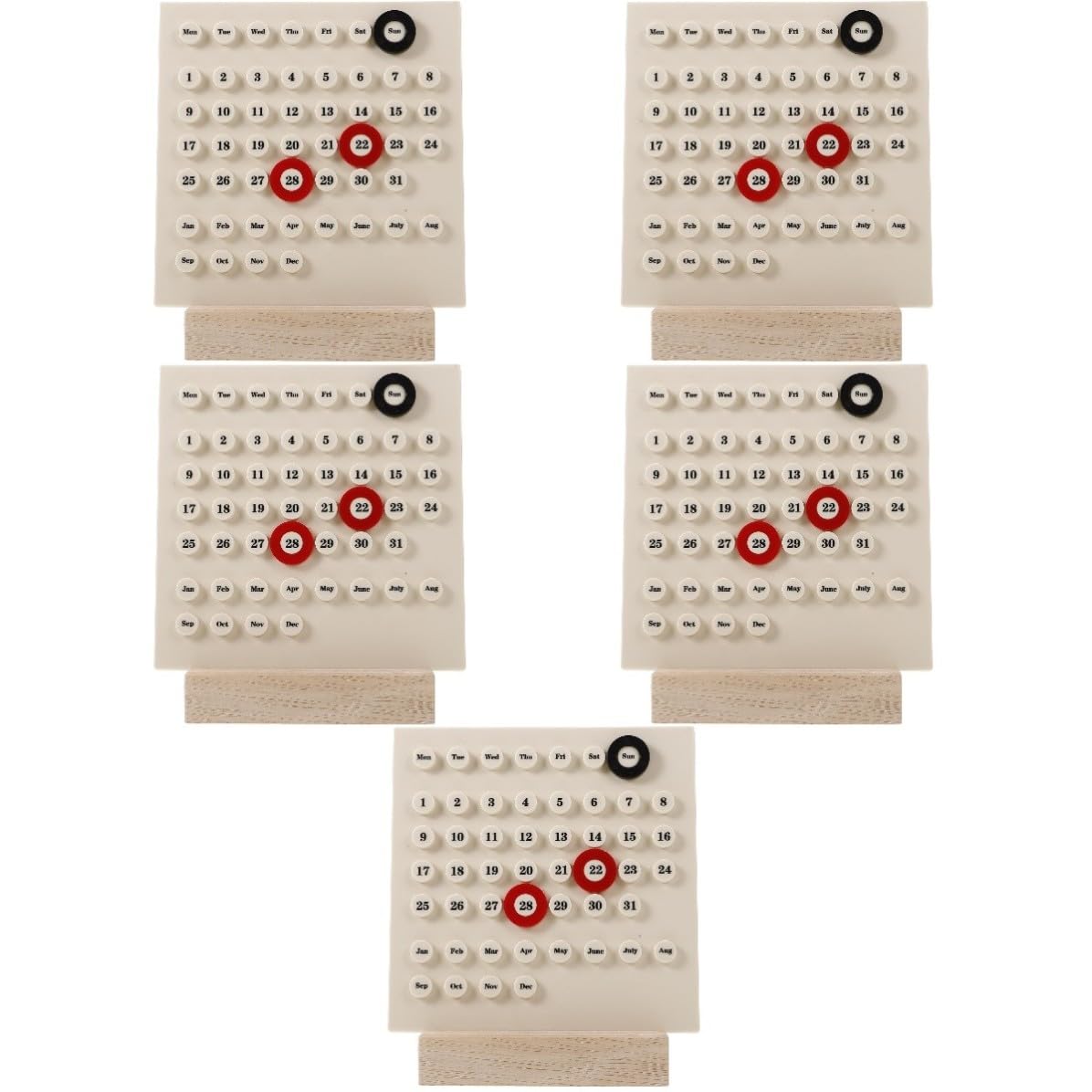 SHINEOFI 5 Stück Standkalender und Kunststoff im Vintage Stil für Zuhause | Beige Farbton, Dekoratives Tischobjekt, Funktionaler Kalender mit Doppelnutzen