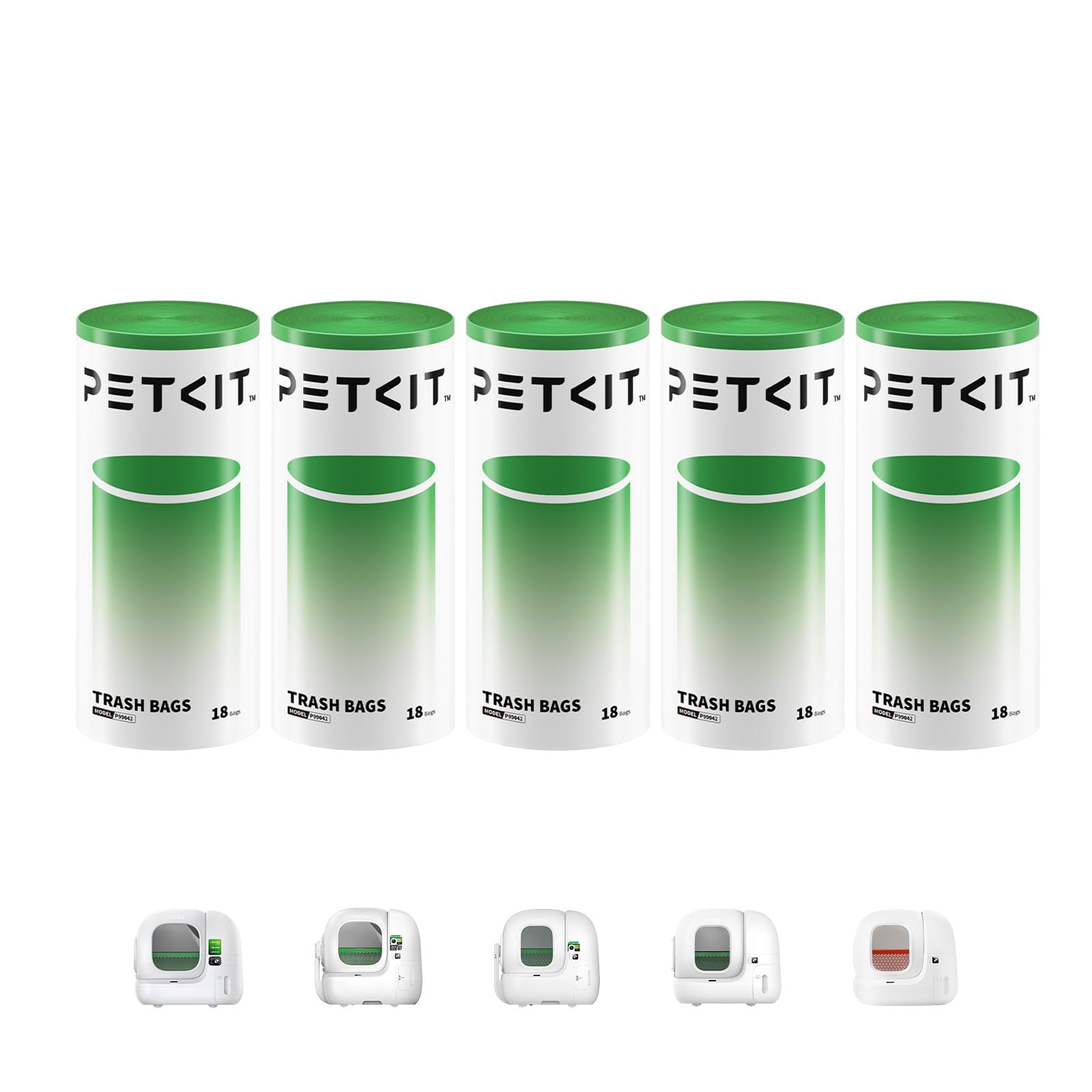 PETKIT Sacchetti per Escrementi per Gatti, per Pura MAX 2 e PUROBOT MAX PRO 2, 5 Rotoli*18 (90 Pezzi)
