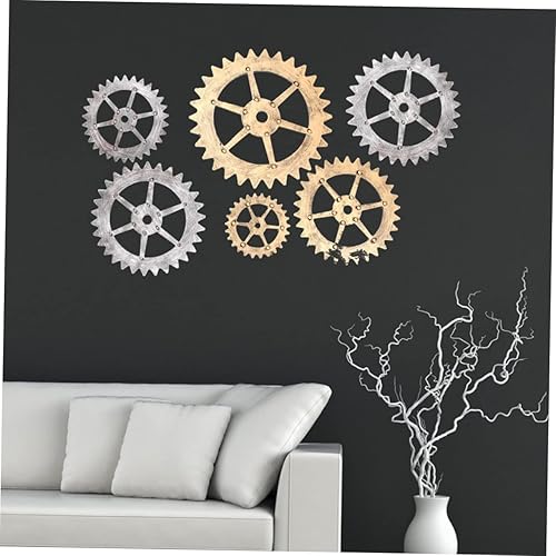 Miniatura 7 de PRETYZOOM Retro Industrial Bar Decorative Gear Hand-painted Wall Art Fall Bar Accessories Decor