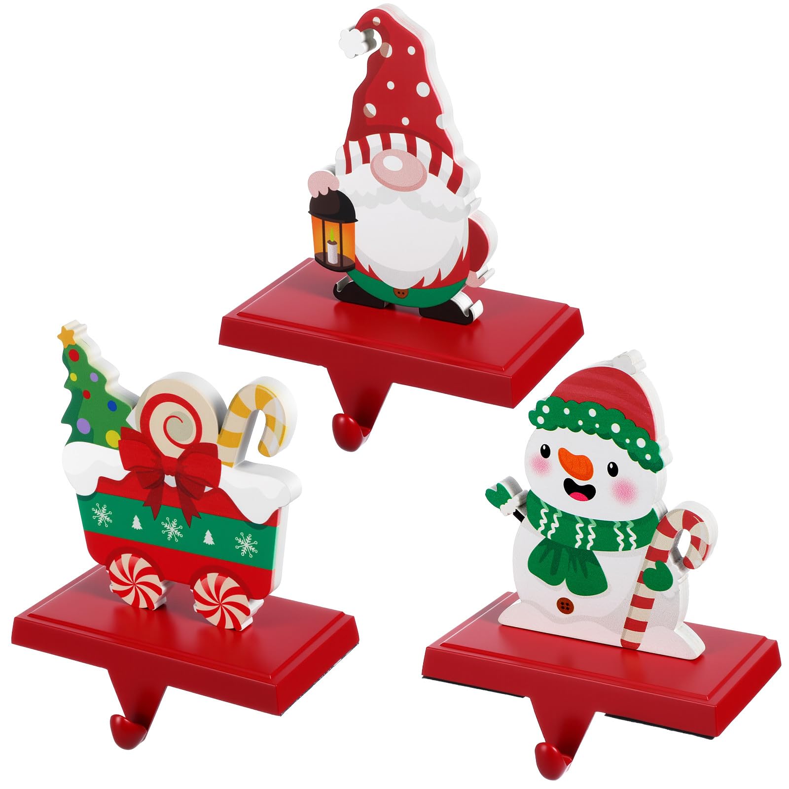 Operitacx 3 Soportes para Calcetines Navideños para Repisas de Chimenea: Ganchos de Metal Resistentes - Colgadores de Calcetines para Chimenea, Estantes Y Soportes de Tv - Ganchos para Decoración
