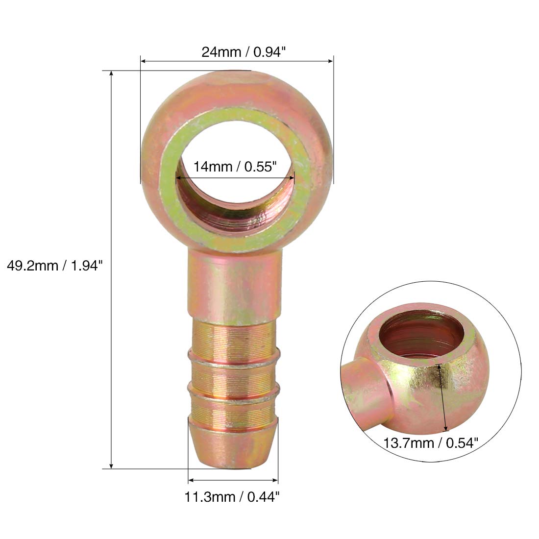 X AUTOHAUX 11.3mm ID Manguera Púa 14mm Banjo Montaje Combustible Adaptador para Coche 5uds