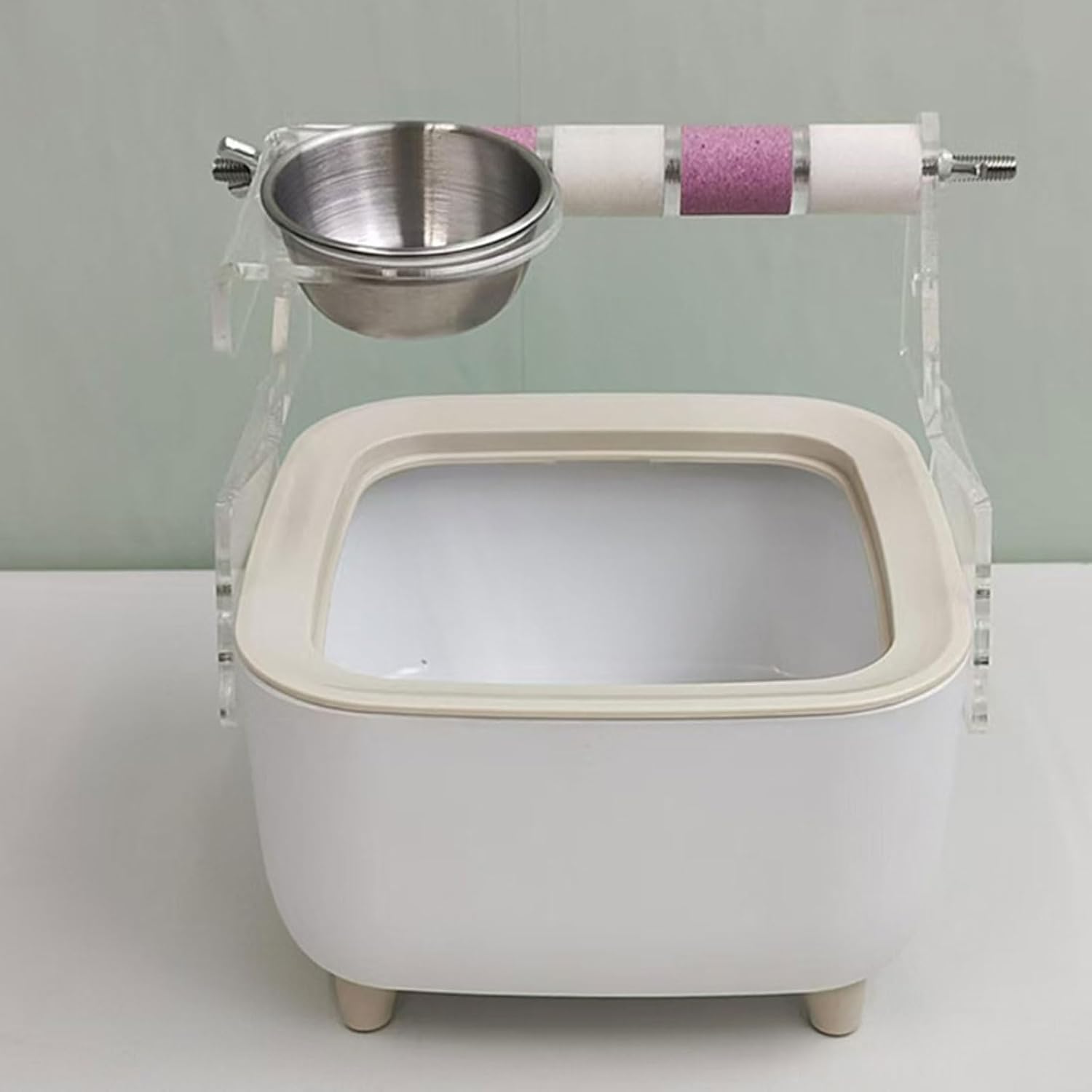 Bird Toilet Stand Removable Bucket Easy Potty Training Climbing Perch Stand for Small to Large Parrots Cockatiels