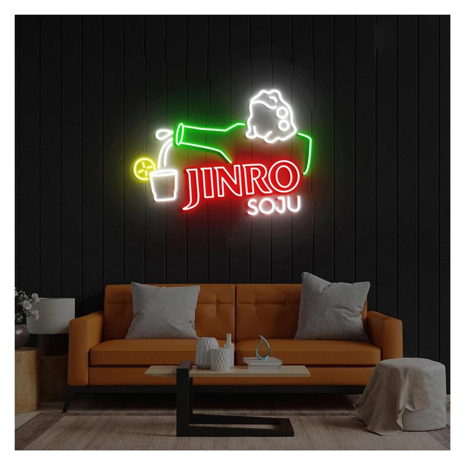 LEMST Signs Lamp Soju Neon Sign USB Powered Adjustable Brightness Soju Bottle Neon Lights Suitable for Party Club Wall Decor Business Neon Lights(C,30cmx40cm)