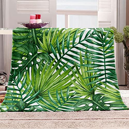 Wesan Tropical Green Plant Blanket Summer Trees Leaves Throw Gifts For Women Men Kids Boys Girls Tropical Rainforest Scenery Decor Super Soft Plush Throw 50"X60" #TOP2