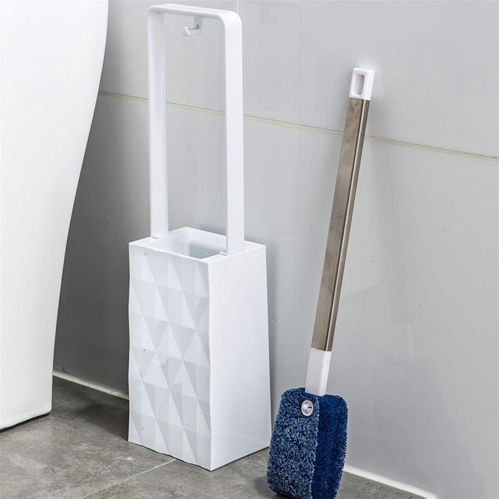 Escobilla Baño/Escobilla y Portaescobillas de Baño Cepillo de baño y soporte, limpieza del cepillo de inodoro con mango de aluminio y cabeza de cepillo de fibra de nylon suave para la limpieza del bañ