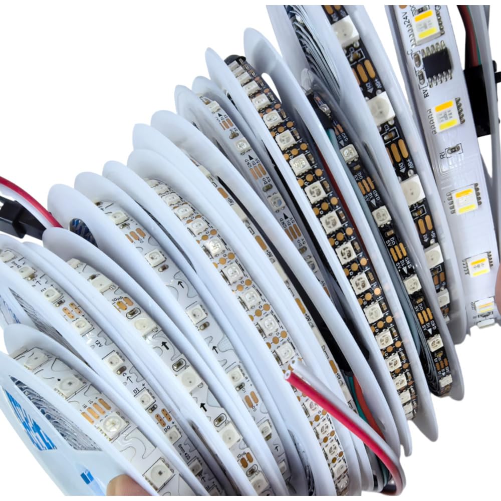 5M 5V SK6812 - Tira de luces LED plegable en forma de S, direccionable para bricolaje, 6 mm White PCB, 3535 RGB Pixel LED con efectos de sueño, SK6812 5V S3535 6 mm 60LEDs/m