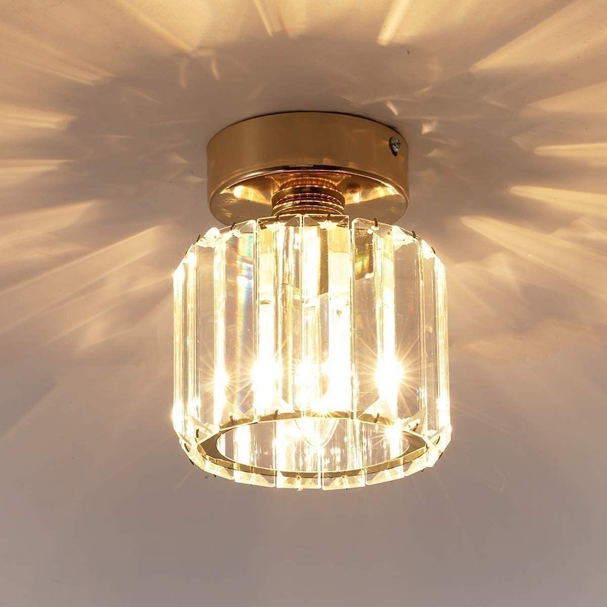 HANFCB Ceiling Light Ceiling Pendant Modern Mini Crystal Glass Ceiling Lamp Gold Chrome Pendant Lighting,Hallway Flush Mount Ceiling Light, Fixtures For Entryway Corridor Kitchen Candle Wall Lights