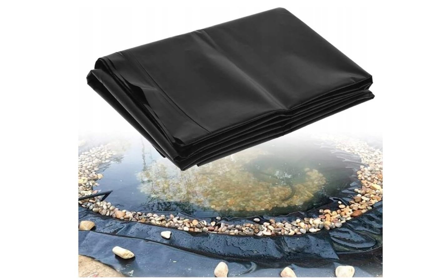 Heavy Duty Pond Liner, 200 GSM, L-Grade Strength, Black, HDPE Material - UV & Tear Resistant, Various Size (1.5m x 10m)