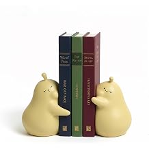 Hug Pear Decorative Bookends, Cute Book Ends to Hold Books, Creative Ceramic Book Holder Stopper for Home, Office Desk, Bookshelf Decoration Matte Yellow