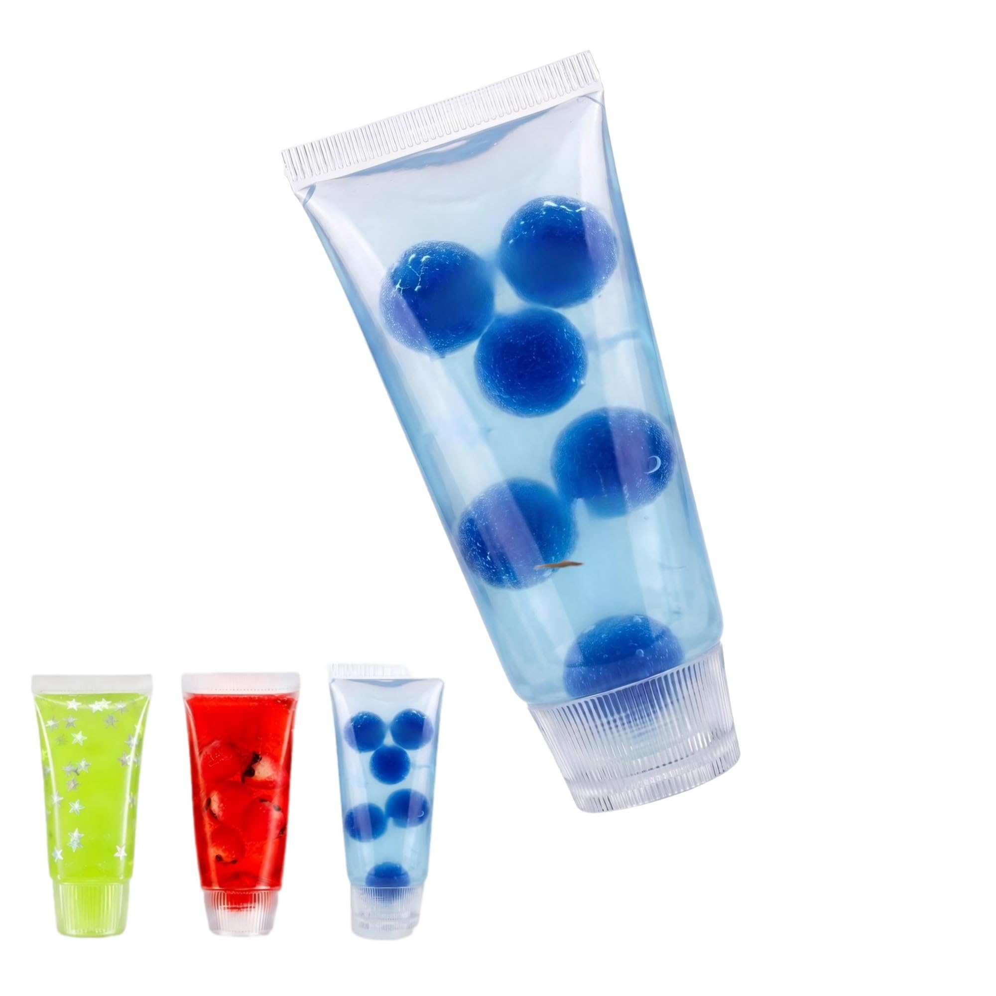 Squishy Toys,Toothpaste Squishy Contains Small Blue BallS ,Stress Balls for Adults,Squeezy Squishy ,Slow Rising Cube(Blue)Fidget Toys，Clear Jelly Sensory Gift to Relieve Stress
