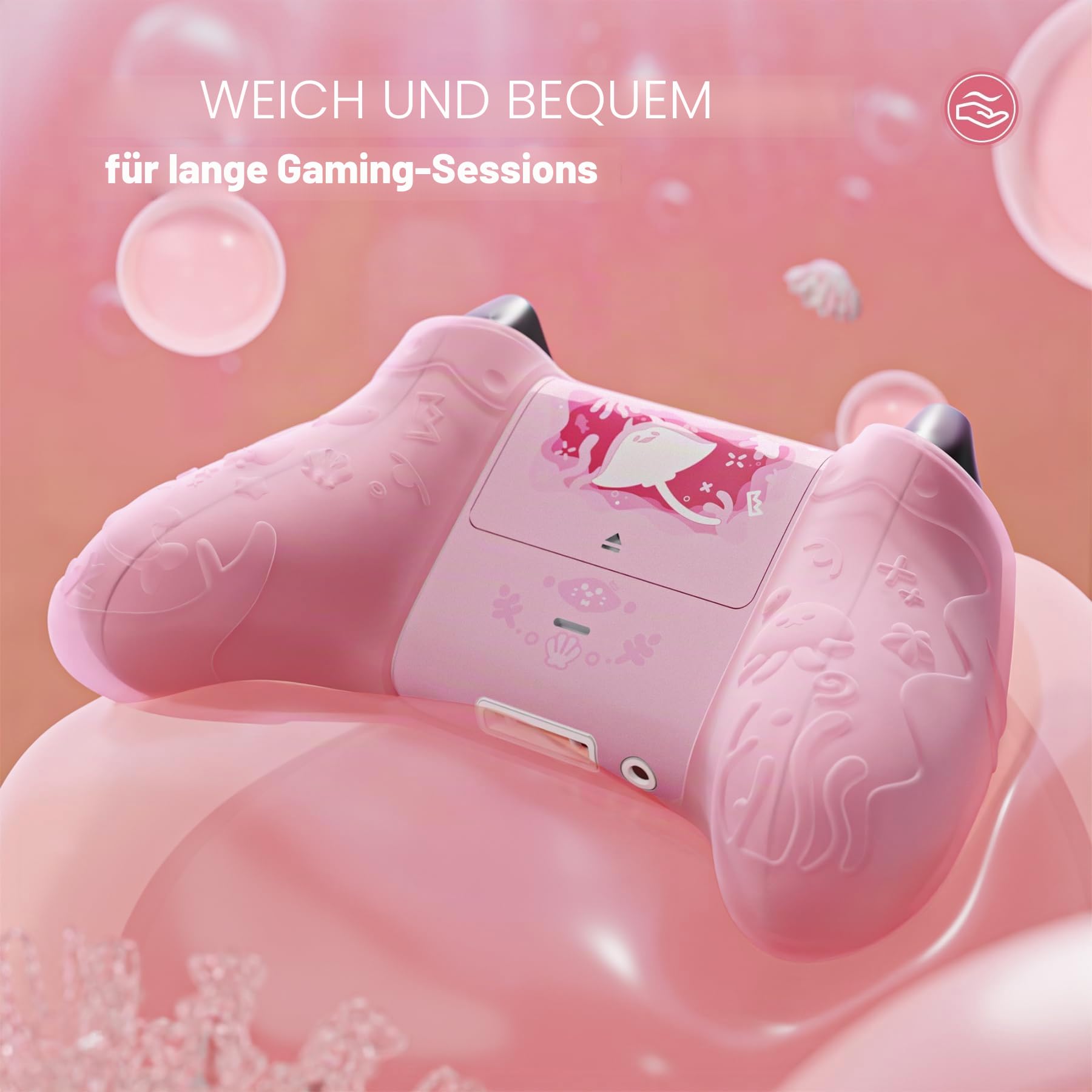 PlayVital Süße Schutzhülle für Xbox Series X/S Controller, Ocean Whisper Serie, Silikonhülle Cover für Xbox Series X/S Controller mit Joystick-Kappen&Schutzfolie, Rundumschutz (Pfirsichpink)