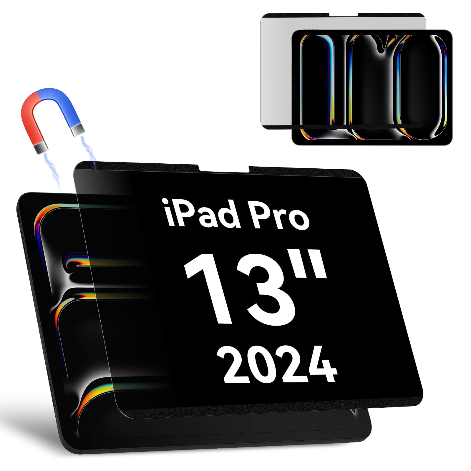 Protescreen Magnetic Privacy Filter for iPad Pro 13 Inch 7th (2024, M4), 1 Count, Matte, Polyethylene Terephthalate, 12.9 inches, 1x1 inches, Blue Light Block, Anti-Glare, Anti-Spy