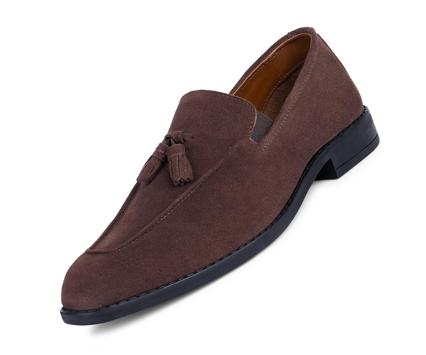 Men's Brunette Brown Italian Suede Leather Moccasin Loafer | Designer Tassel Stylish Casual Shoes for Men (SXSUMCTABB)-image-21