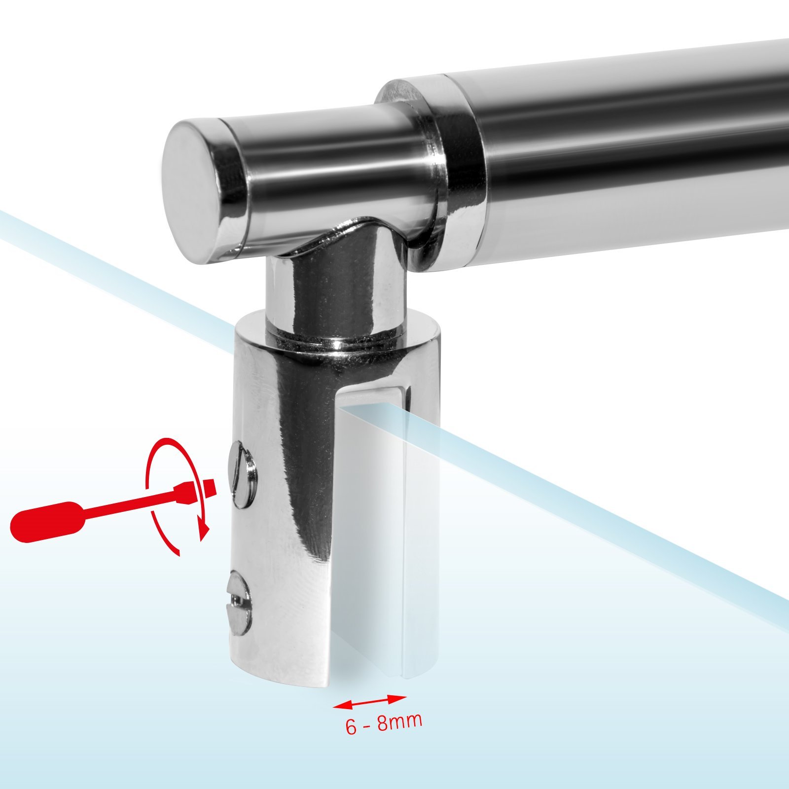 Schulte barre stabilisation téléscopique 122cm chromée douche verre 6/8mm | recoupable