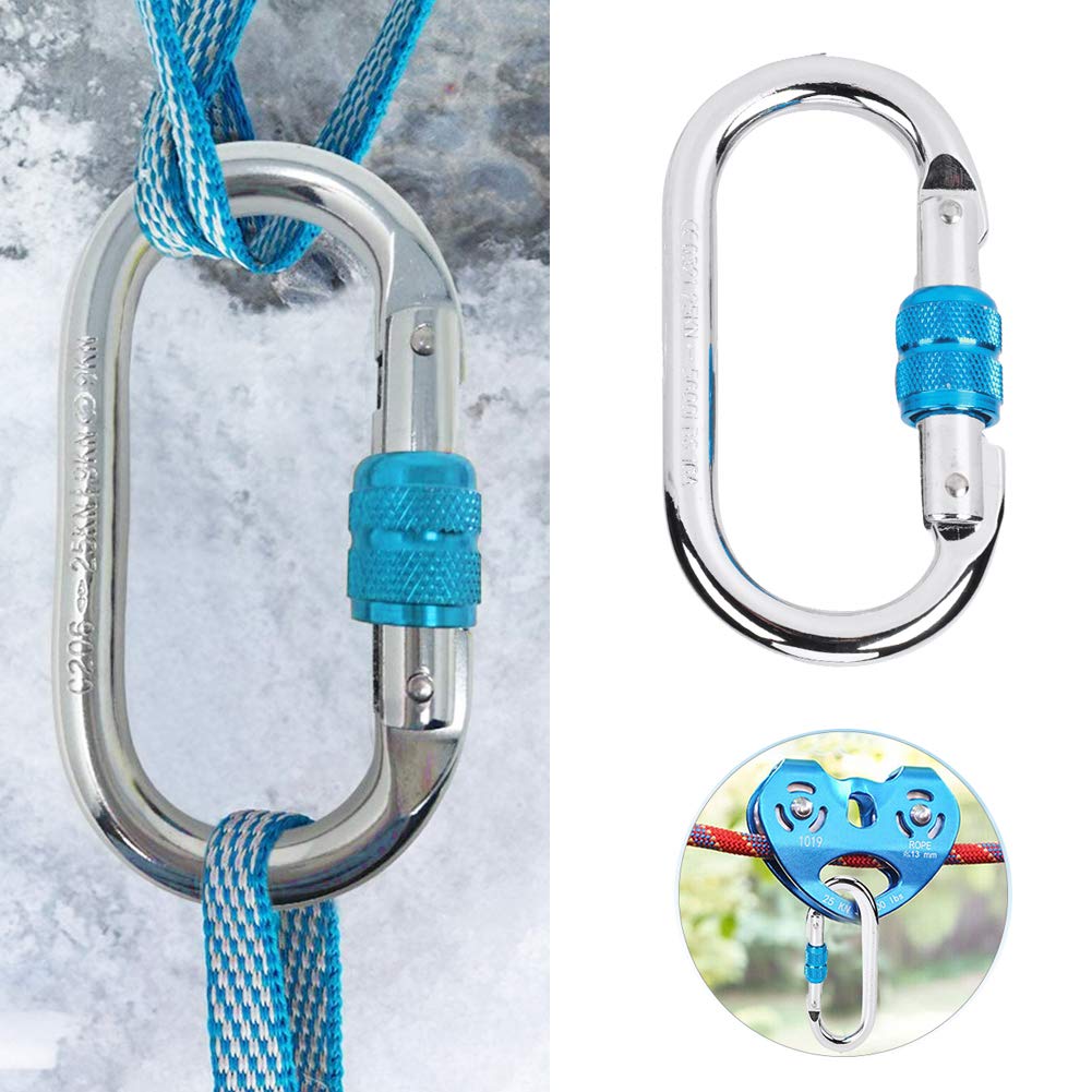 Polea para Escalada en Roca, Kit de Carrito con Tirolesa Mosquetón en Forma de Corazón Liviano de Alta Eficiencia Polea Doble en Tándem Doble 25KN para Escalada en Roca