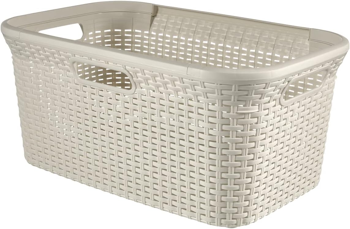 Curver Style 45 Litre Laundry Basket, Vintage White