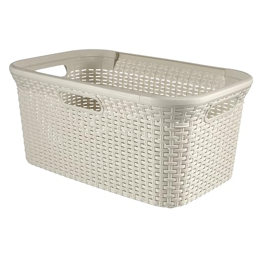 CURVER Style Wäschekorb 45L Wäschebox, Plastik, Creme, 59.2 x 38 x 27 cm